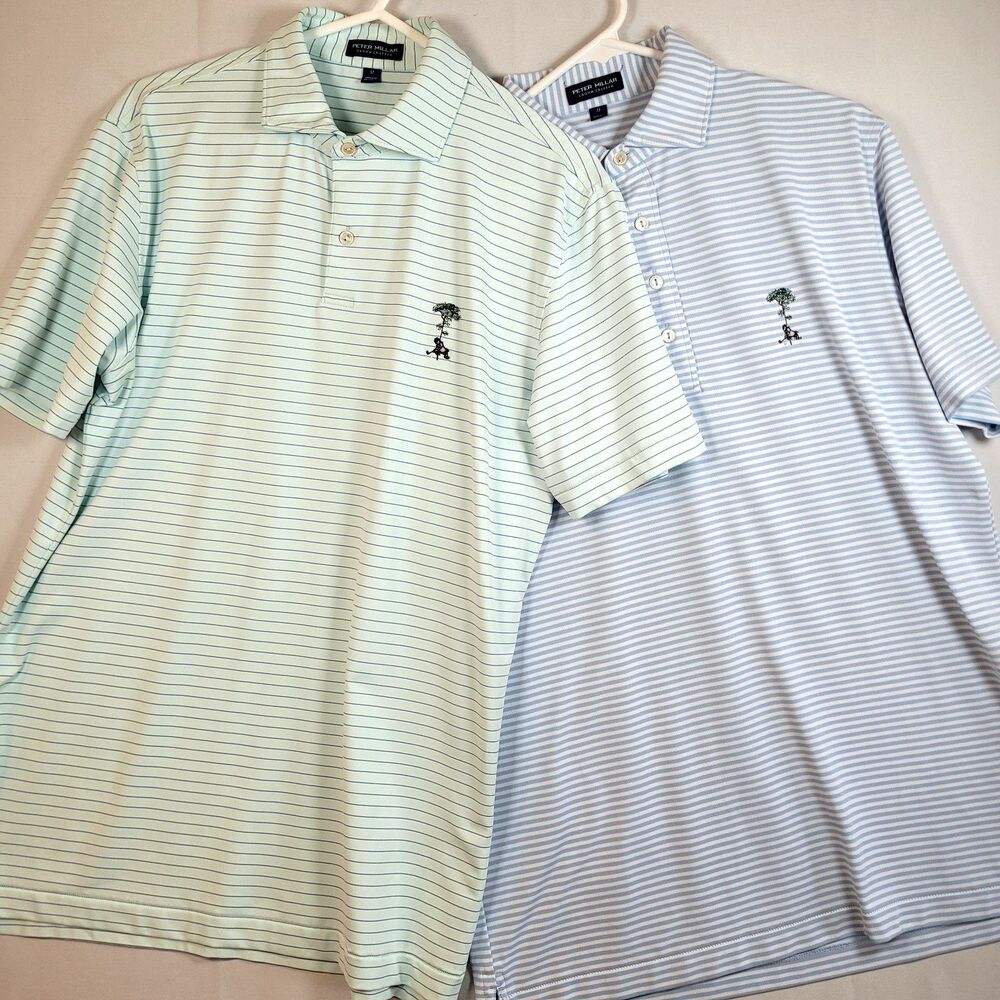 Peter Millar Crown Crafted Pine Tree Golf Country Club FL Stripe Polos Med (2) - Picture 2 of 16